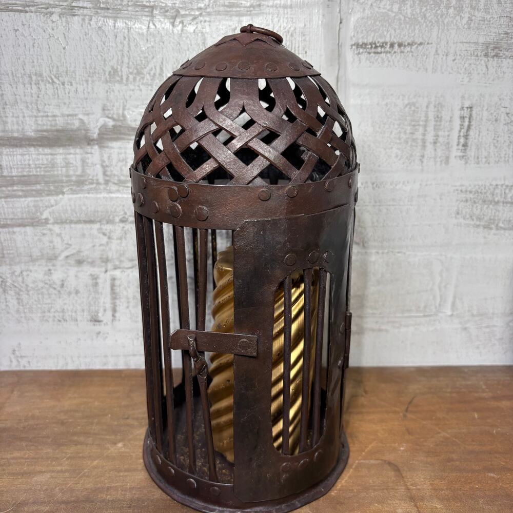 Vintage Wrought Iron Birdcage Candle Holder